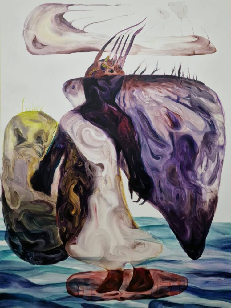 Mara Popa, Now I can see the whales, ulei pe panza, 115 × 160 cm