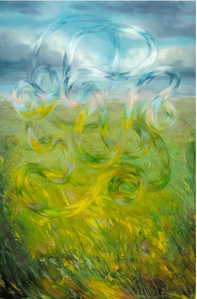 Diana Serghiuță, Familiar landscape, 120 X140 cm, oil on canvas, 2024