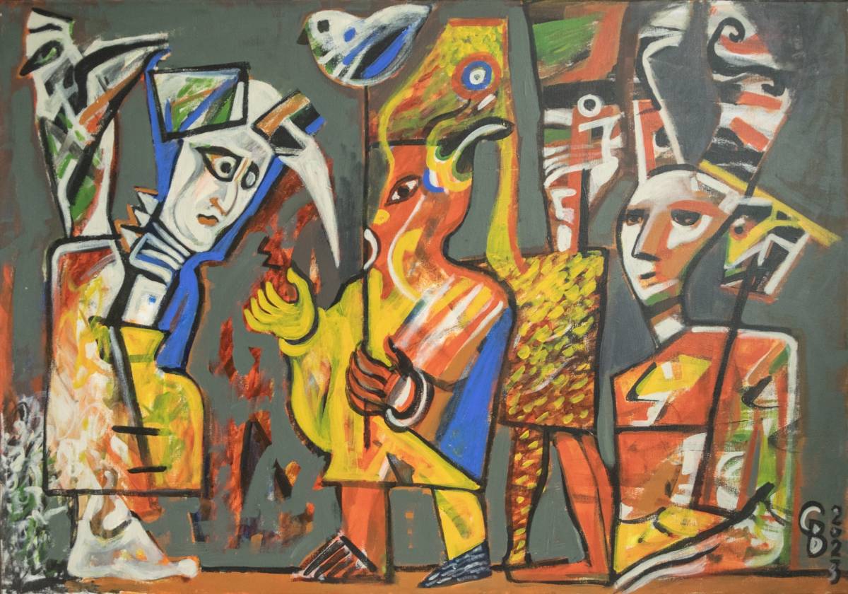 Gina Paula Baranovschi, 'Demonstrație' (acril pe pânză, 700×1000, 2023)