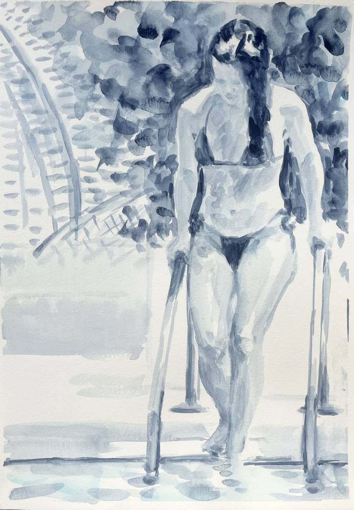 Carmen Belean, Nude descending Watercolor on paper 42 x 30 cm, 2026
