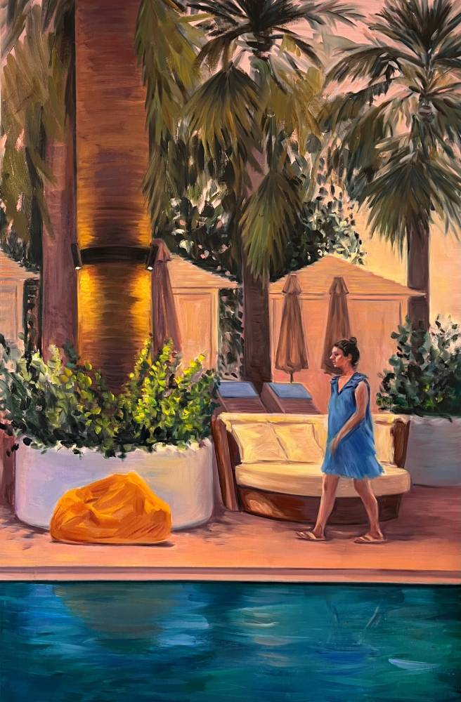 Carmen Belean, Orange and blue 148 x 98cm Oil on linen, 2025