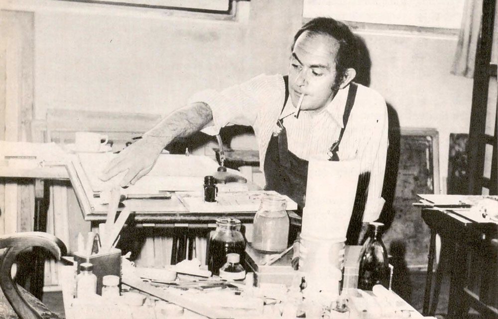 Octav Grigorescu în atelier, 1973