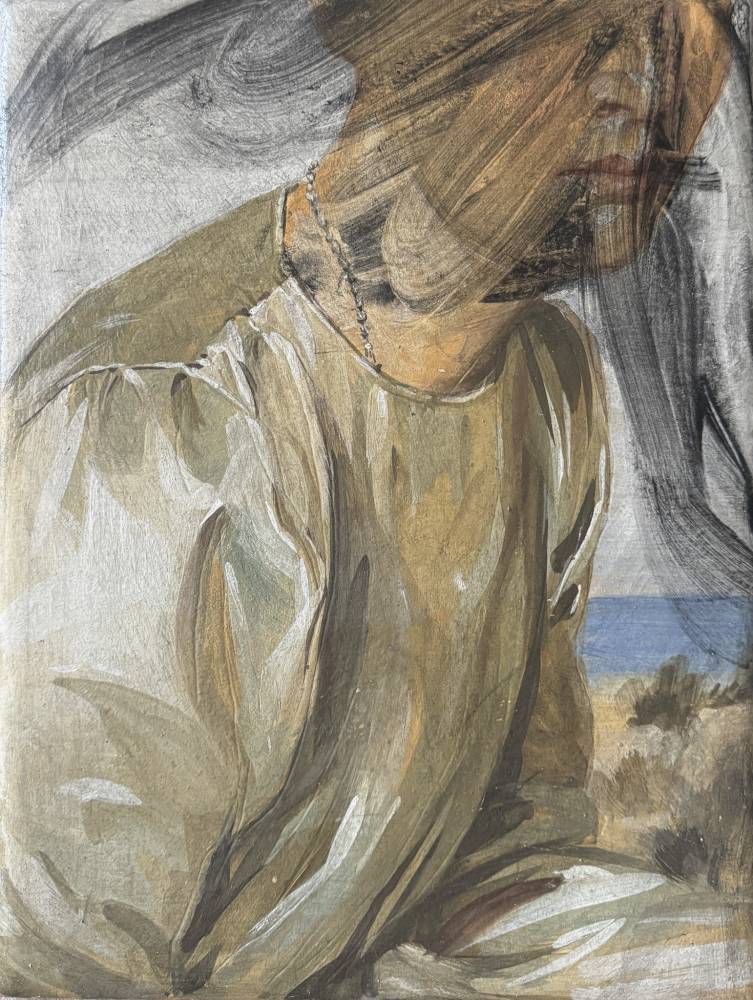 Andrei Nuțu, A Method for Disappearing, 2026, mixed intervention on fresco on plywood, framed, 40 x 30,5 cm, courtesy of Sector 1 Gallery