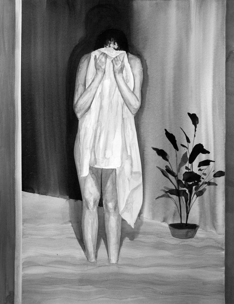 Dragoș Bădiță, Aquarius, 2015, indian ink on paper, 50 x 65 cm, courtesy of Anca Poterașu Gallery